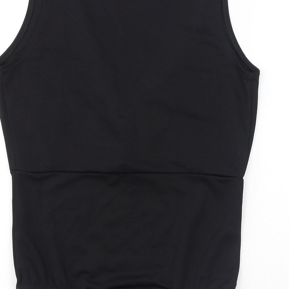 PRETTYLITTLETHING Womens Black Polyester Bodysuit One-Piece Size 8 Button