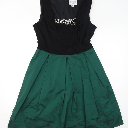 Julian Taylor Womens Green Polyester A-Line Size 18 Cowl Neck Zip - Sequins