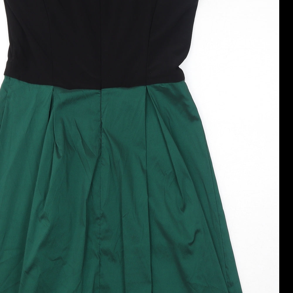 Julian Taylor Womens Green Polyester A-Line Size 18 Cowl Neck Zip - Sequins