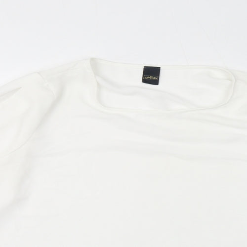 DMSA Womens White Polyester Basic Blouse Size M Round Neck - Sheer
