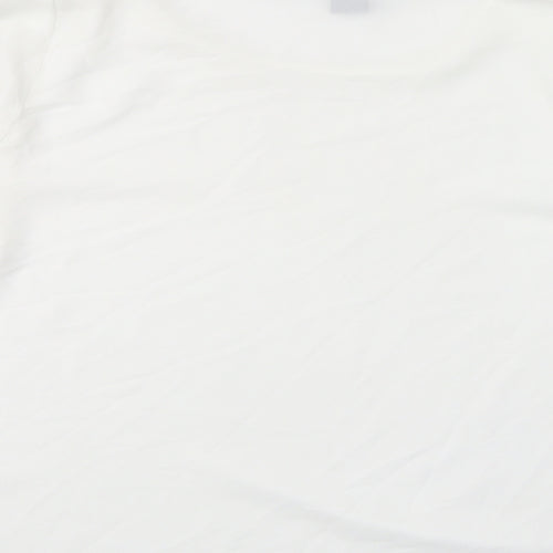 DMSA Womens White Polyester Basic Blouse Size M Round Neck - Sheer