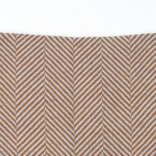 Marks and Spencer Womens Brown Herringbone Polyester A-Line Skirt Size 16 Zip