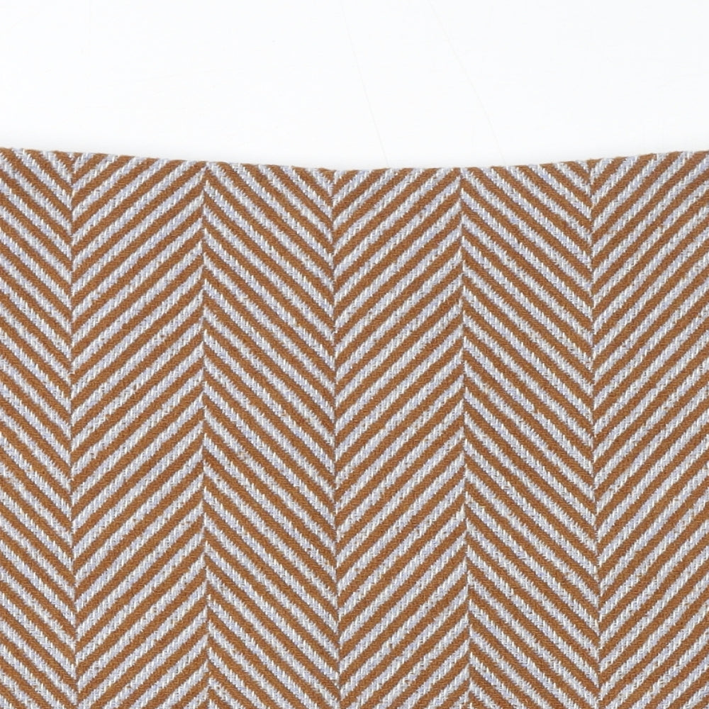 Marks and Spencer Womens Brown Herringbone Polyester A-Line Skirt Size 16 Zip