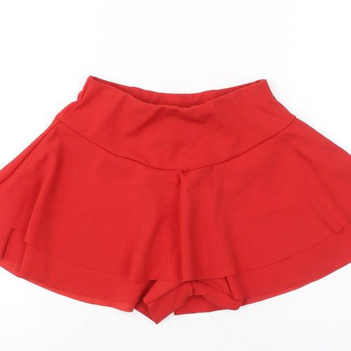 New Look Girls Red Polyester Flare Skort Size 9 Years Regular Pull On - Ruffles