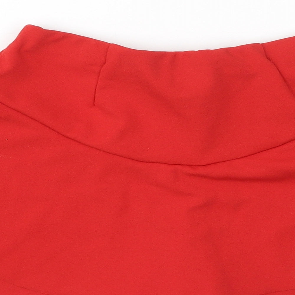 New Look Girls Red Polyester Flare Skort Size 9 Years Regular Pull On - Ruffles