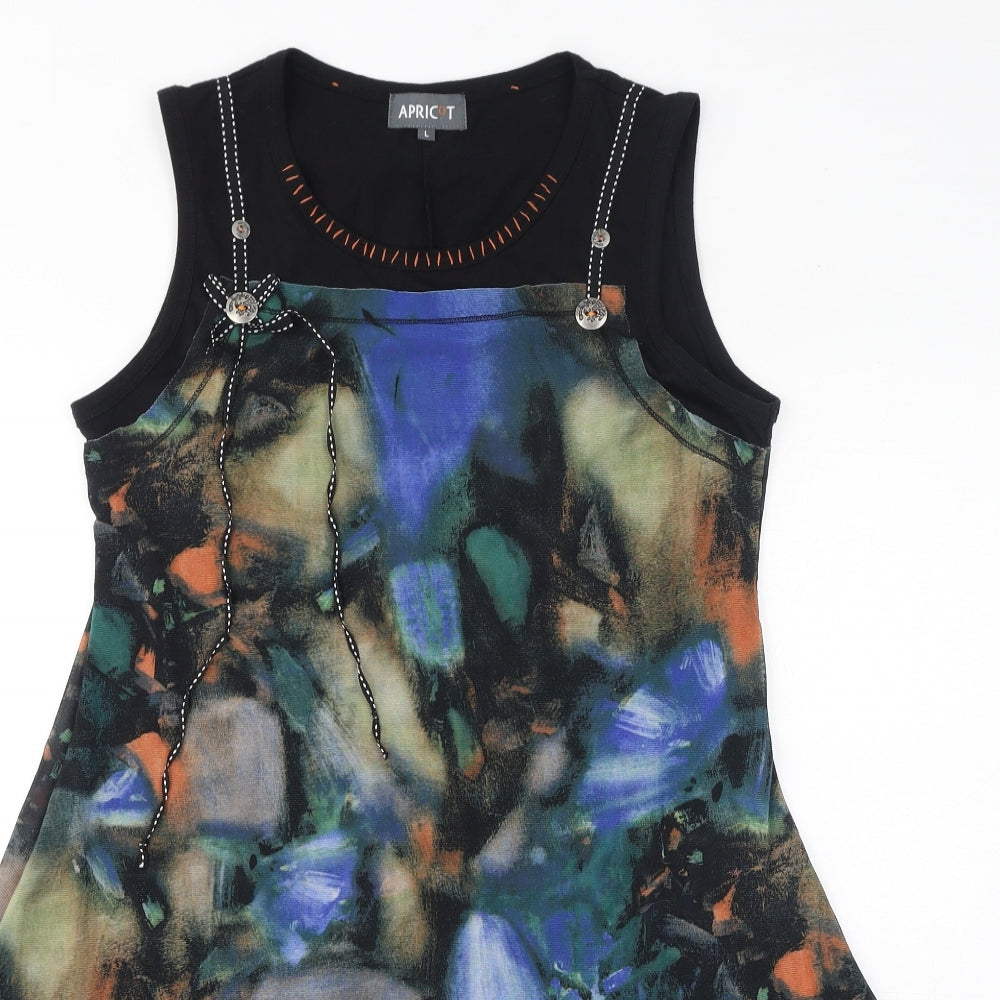 Apricot Womens Multicoloured Geometric Polyester A-Line Size L Round Neck Pullover - Mesh, Buttons