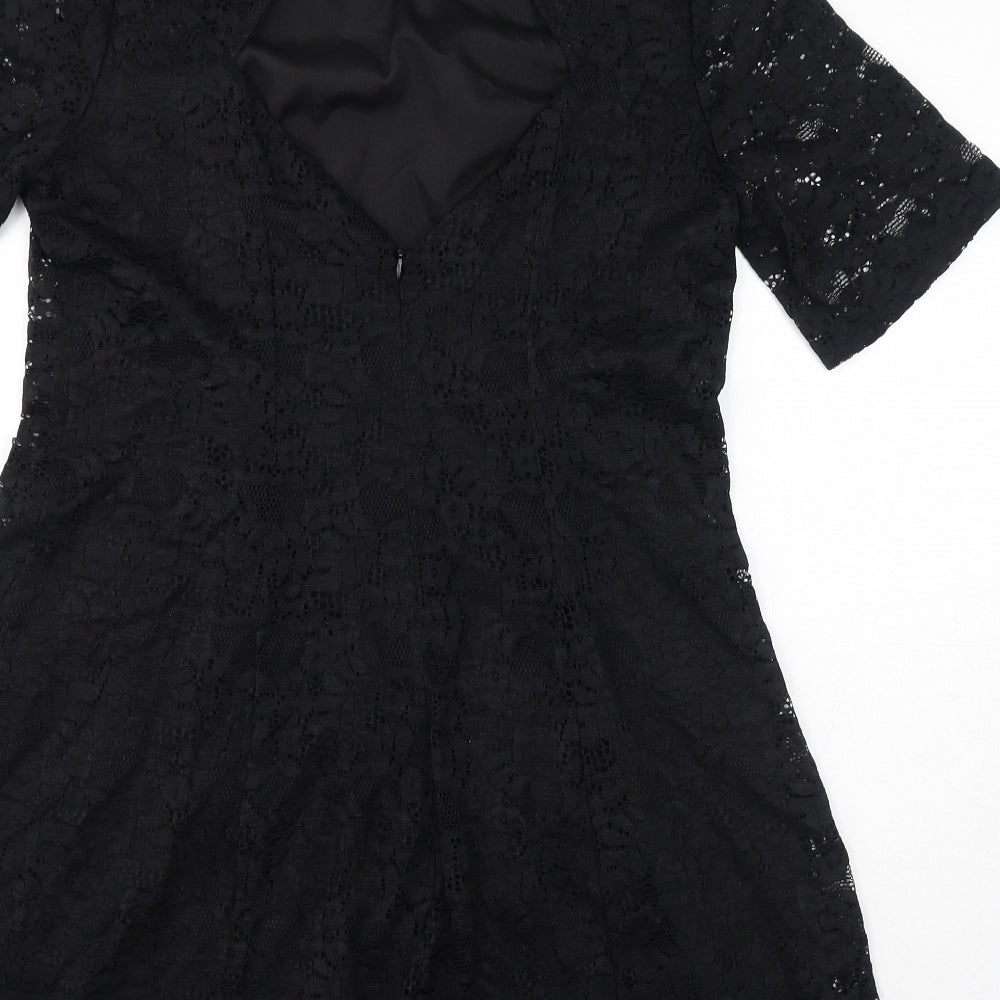 New Look Womens Black Nylon A-Line Size 14 Mock Neck Zip - Open Back