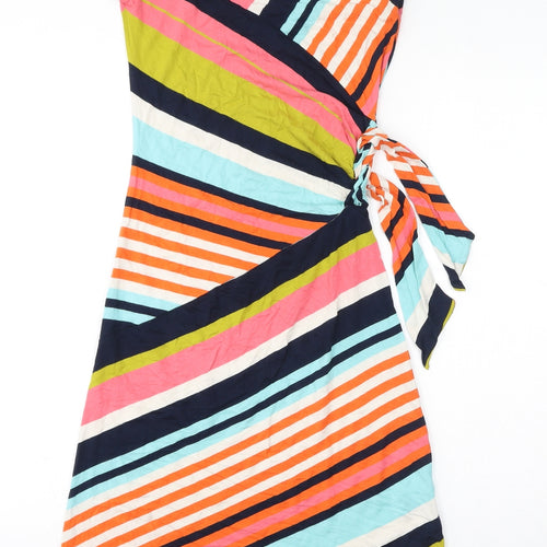 John Lewis Womens Multicoloured Striped Viscose A-Line Size 8 Round Neck Pullover