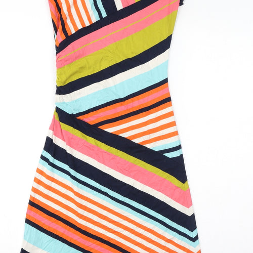 John Lewis Womens Multicoloured Striped Viscose A-Line Size 8 Round Neck Pullover