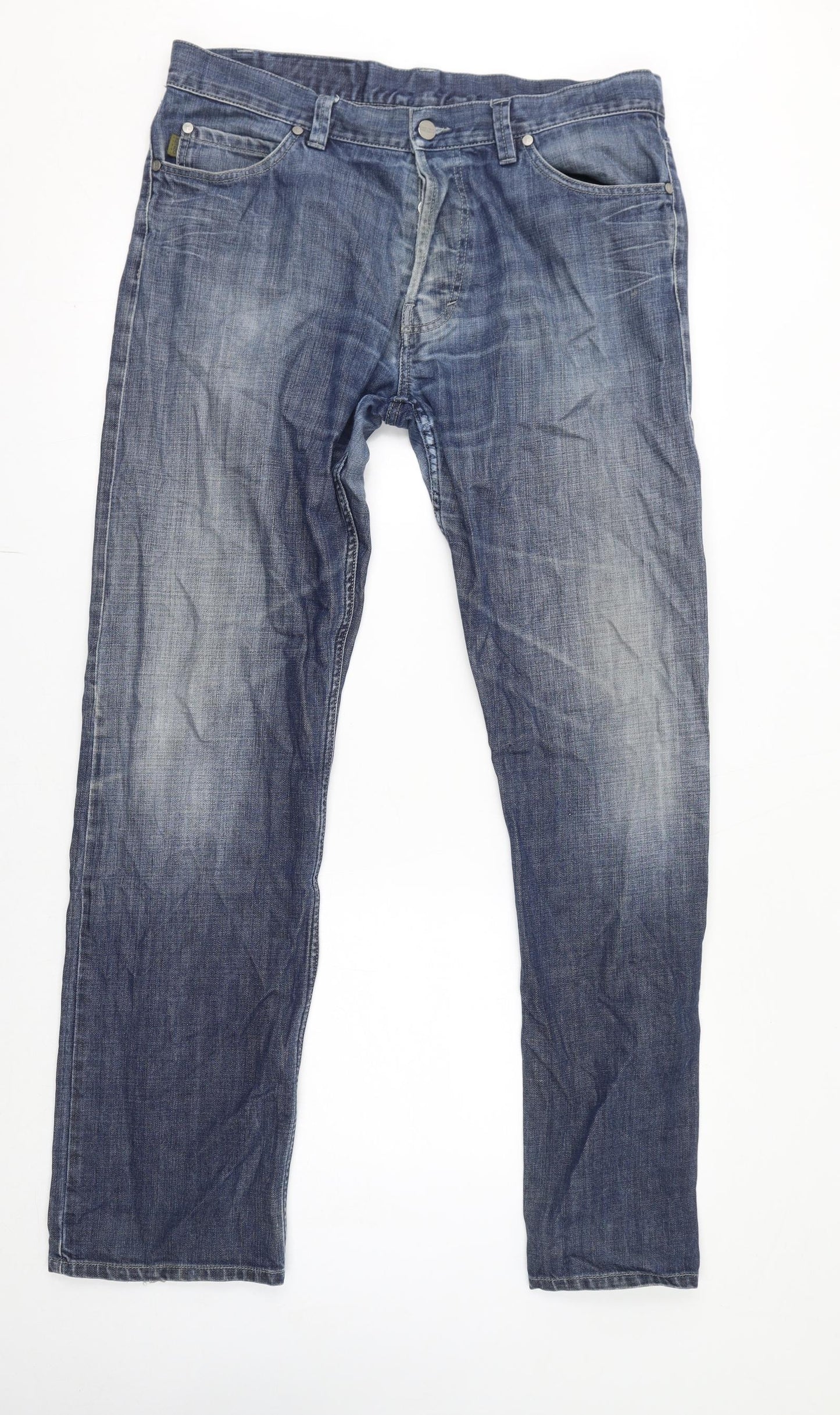 KENZO Mens Blue Cotton Straight Jeans Size 36 in L35 in Regular Button