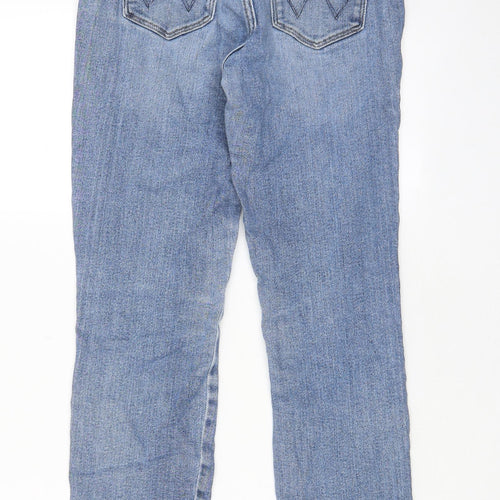 Wrangler Mens Blue Cotton Skinny Jeans Size 27 in L32 in Regular Zip - Pockets, Belt Loops, Logo
