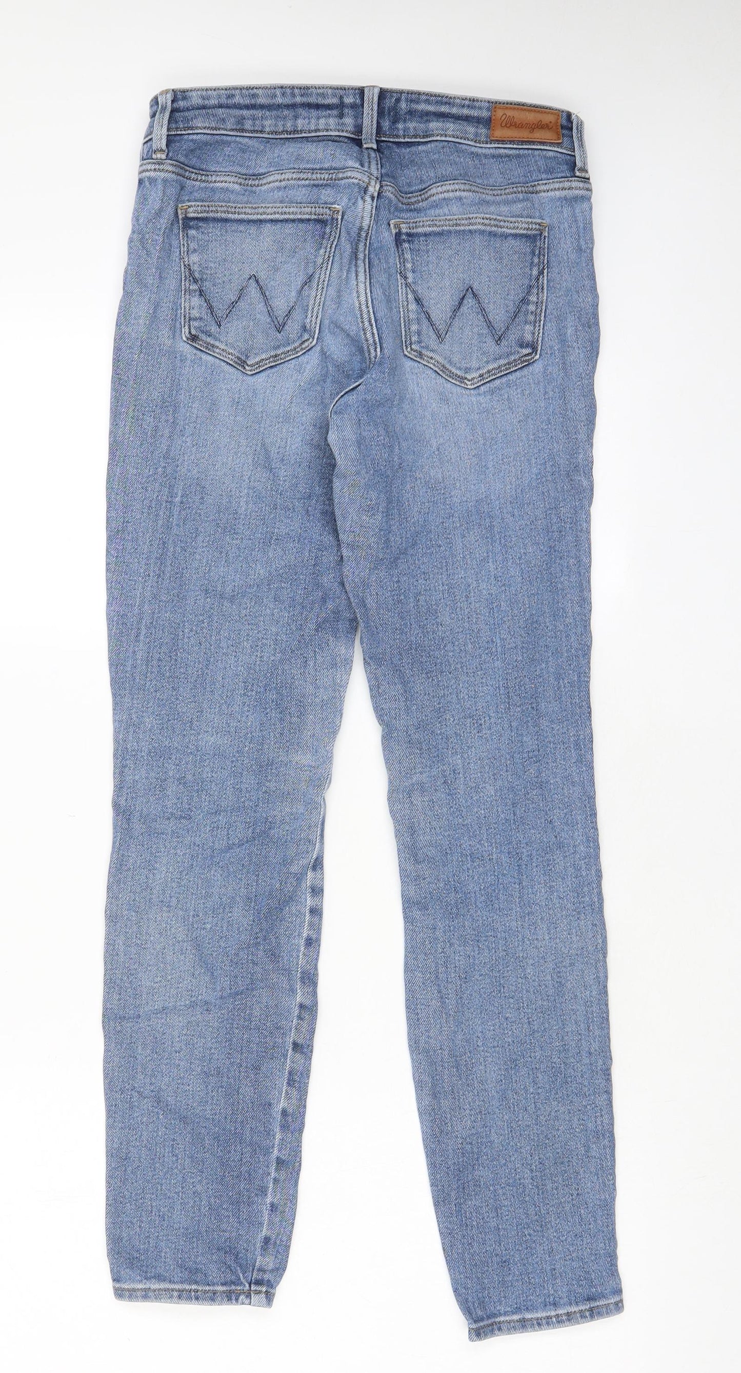 Wrangler Mens Blue Cotton Skinny Jeans Size 27 in L32 in Regular Zip - Pockets, Belt Loops, Logo