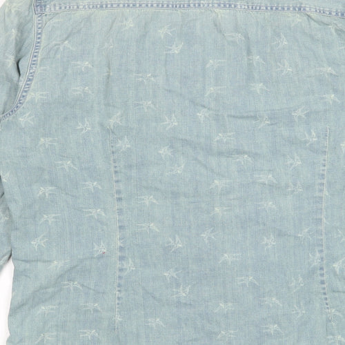 Burton Mens Blue Geometric Cotton Button-Up Size M Collared Button - Pockets