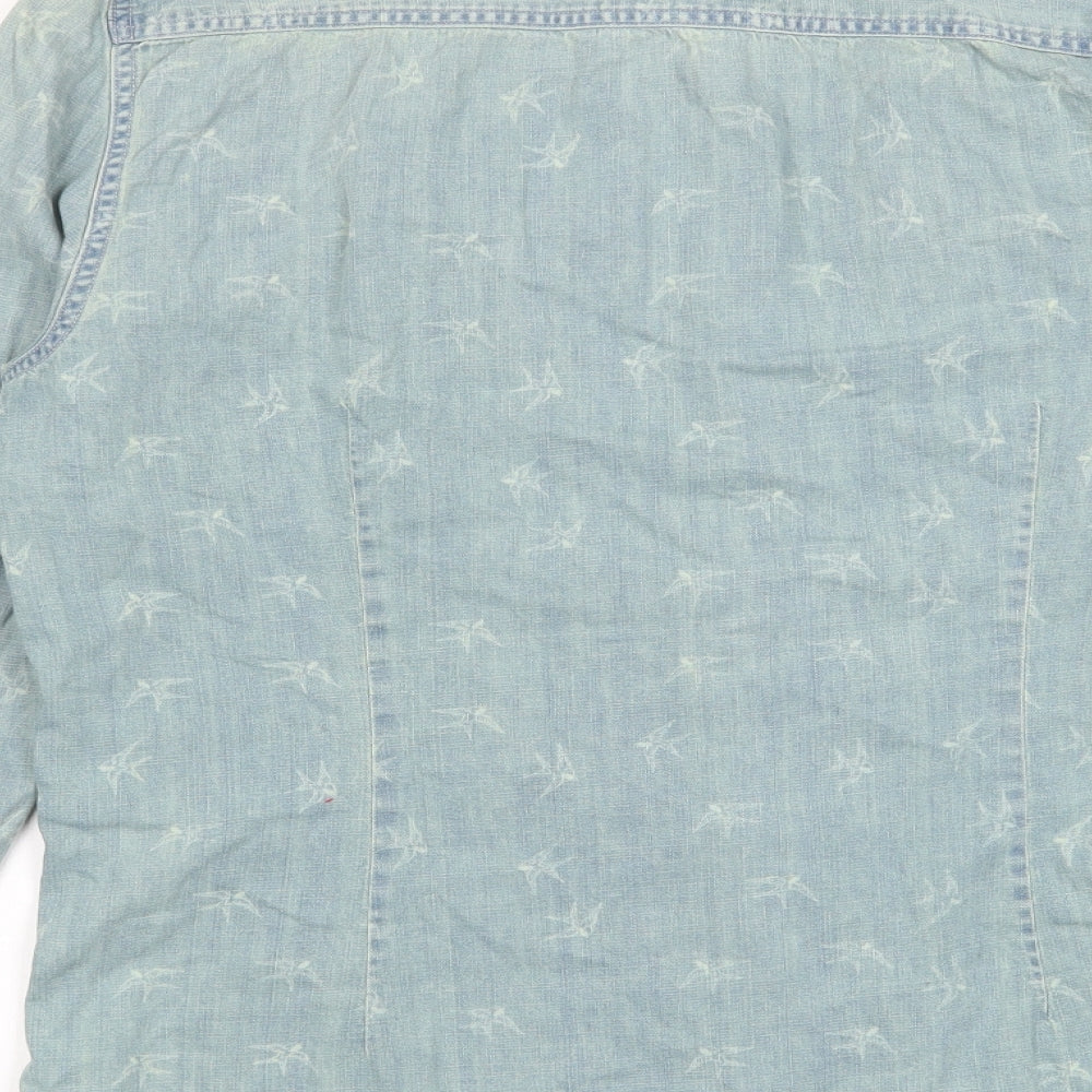 Burton Mens Blue Geometric Cotton Button-Up Size M Collared Button - Pockets