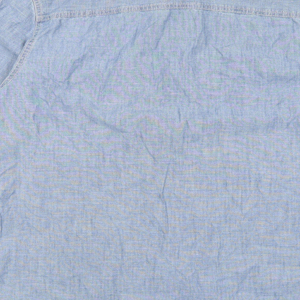 TU Mens Blue Cotton Button-Up Size L Collared Button - Pockets