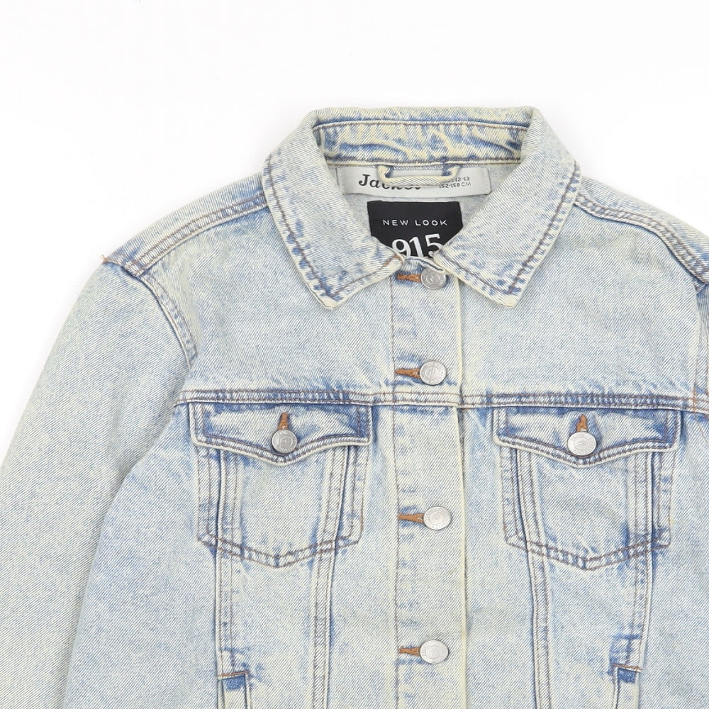 New Look Girls Blue Jacket Size 12-13 Years Button - Pockets