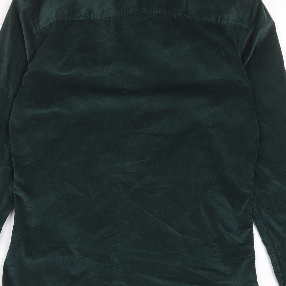 Topman Mens Green Cotton Button-Up Size S Collared Button