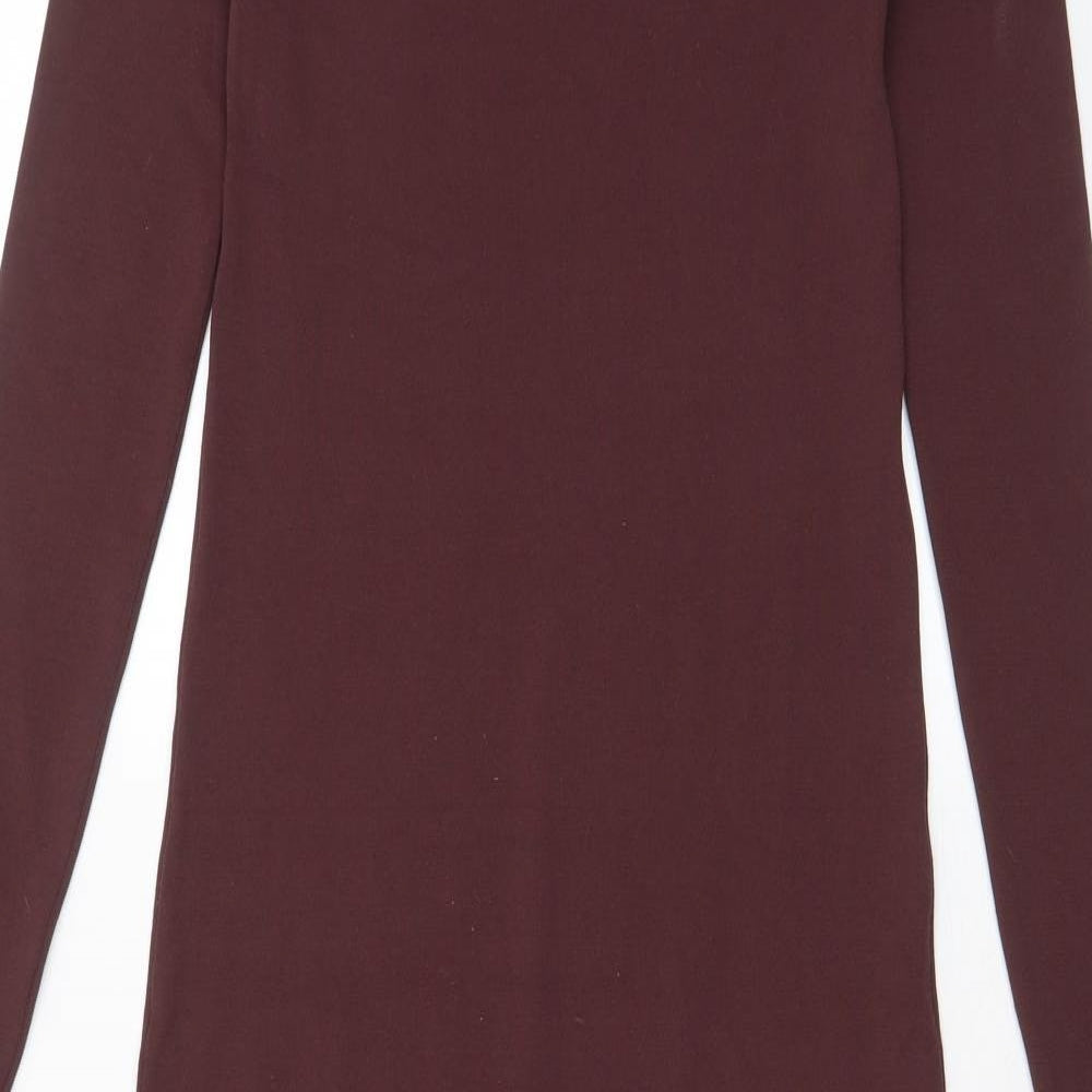 Zara Womens Red Polyamide A-Line Size S Crew Neck Pullover - Shoulder pads