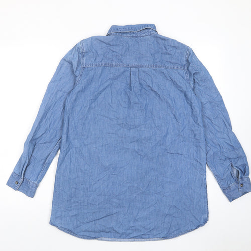 TU Womens Blue Cotton A-Line Size 12 Collared Button - Pockets, Buttons
