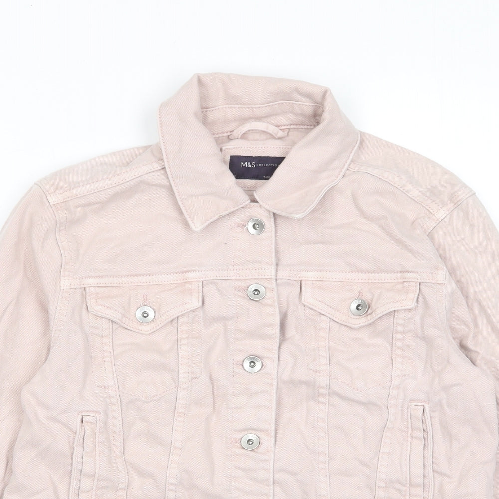 Marks and Spencer Womens Pink Jacket Size 12 Button - Pockets, Buttons, Collared