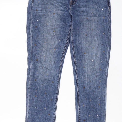 Gap Womens Blue Cotton Capri Jeans Size 30 in L26 in Regular Zip - Pockets, Belt Loops, Star, Studs