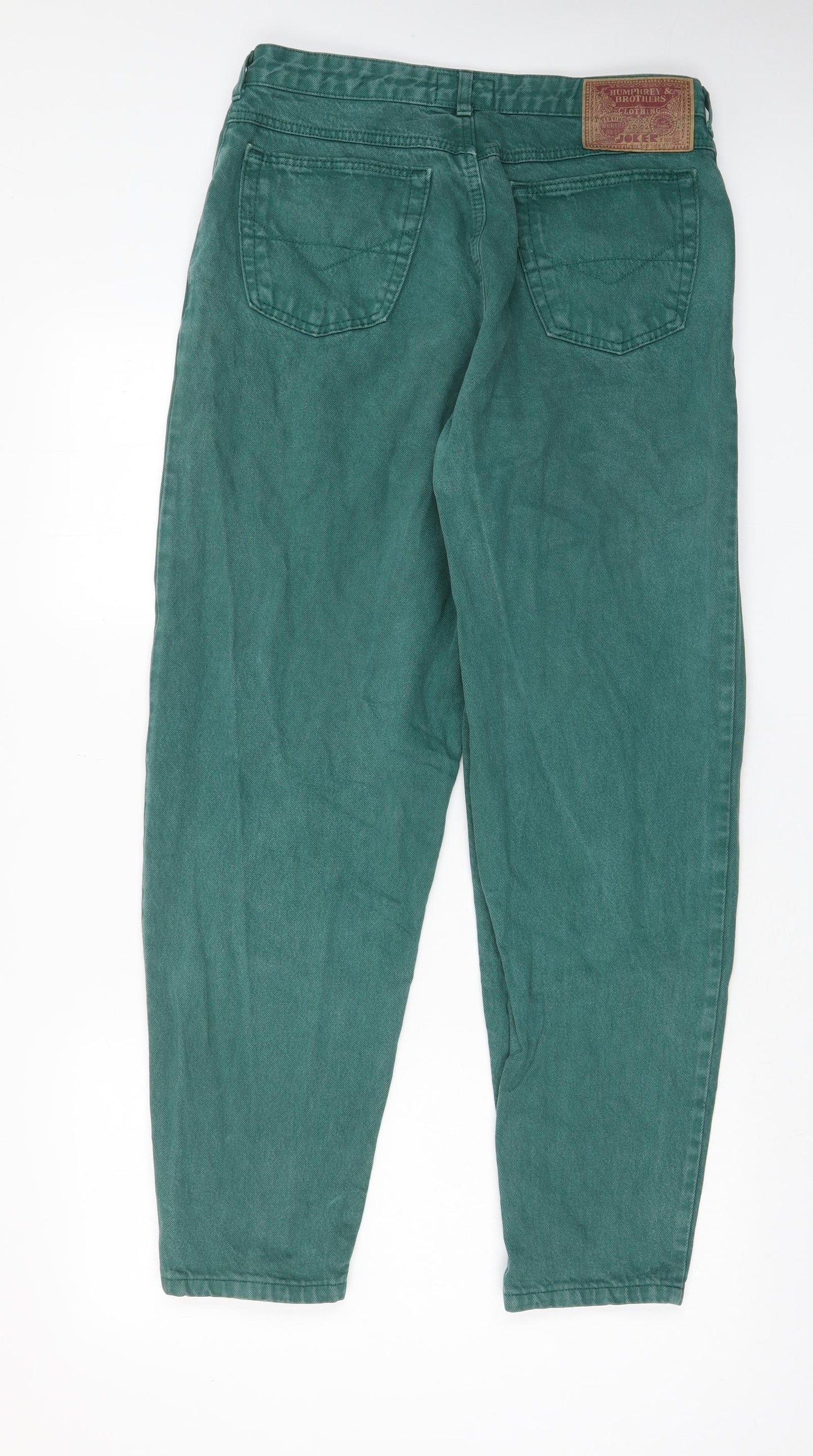 Joker Womens Green Cotton Straight Jeans Size 14 L29 in Regular Zip - Pockets, Belt Loops, Embroided
