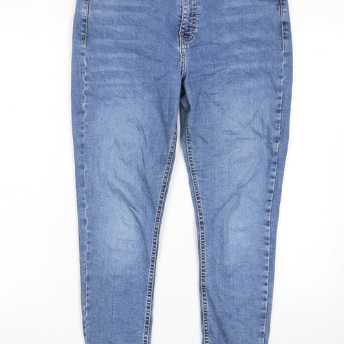 Topshop Womens Blue Cotton Skinny Jeans Size 32 in L30 in Regular Zip - Pockets, Belt Loops