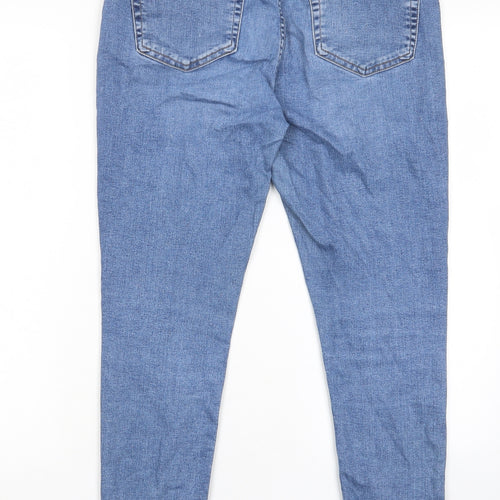 Topshop Womens Blue Cotton Skinny Jeans Size 32 in L30 in Regular Zip - Pockets, Belt Loops