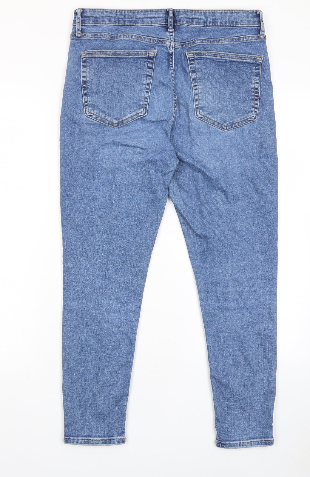 Topshop Womens Blue Cotton Skinny Jeans Size 32 in L30 in Regular Zip - Pockets, Belt Loops