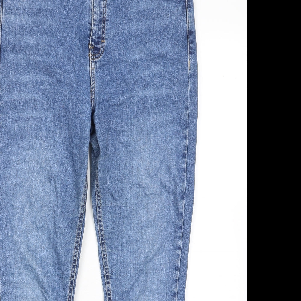 Topshop Womens Blue Cotton Skinny Jeans Size 32 in L30 in Regular Zip - Pockets, Belt Loops