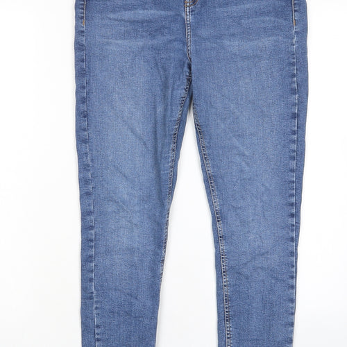 Topshop Womens Blue Cotton Skinny Jeans Size 32 in L30 in Regular Zip - Pockets, Belt Loops