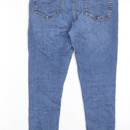 Topshop Womens Blue Cotton Skinny Jeans Size 32 in L30 in Regular Zip - Pockets, Belt Loops