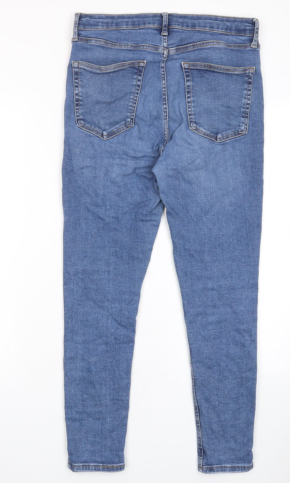 Topshop Womens Blue Cotton Skinny Jeans Size 32 in L30 in Regular Zip - Pockets, Belt Loops
