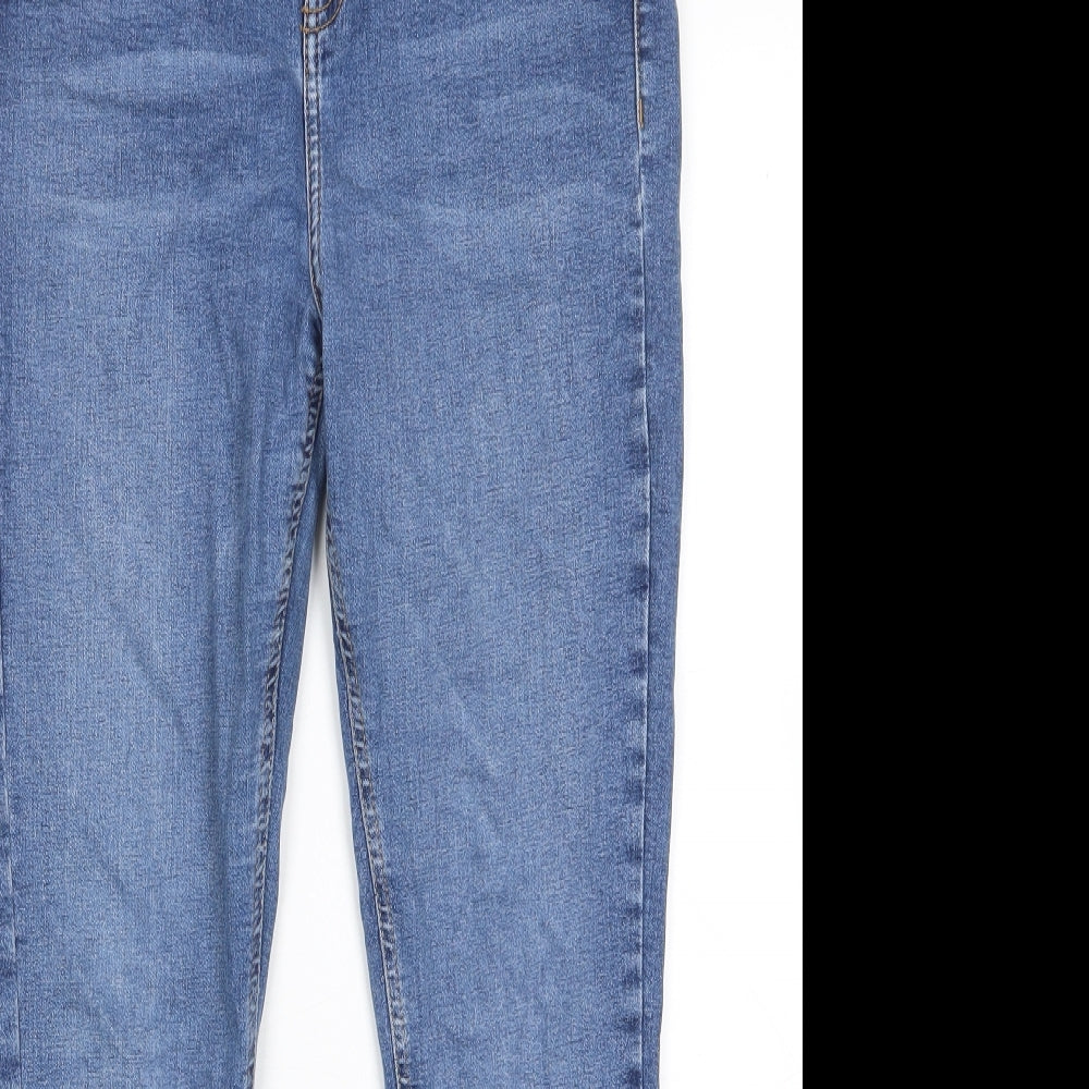 Topshop Womens Blue Cotton Skinny Jeans Size 32 in L30 in Regular Zip - Pockets, Belt Loops