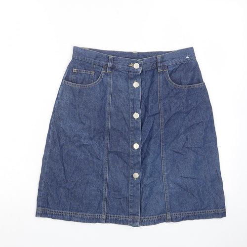 BHS Womens Blue Cotton Skort Skirt Size 10 Button - Pockets