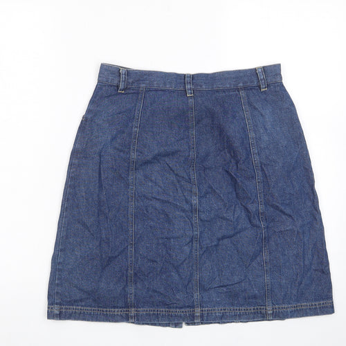 BHS Womens Blue Cotton Skort Skirt Size 10 Button - Pockets