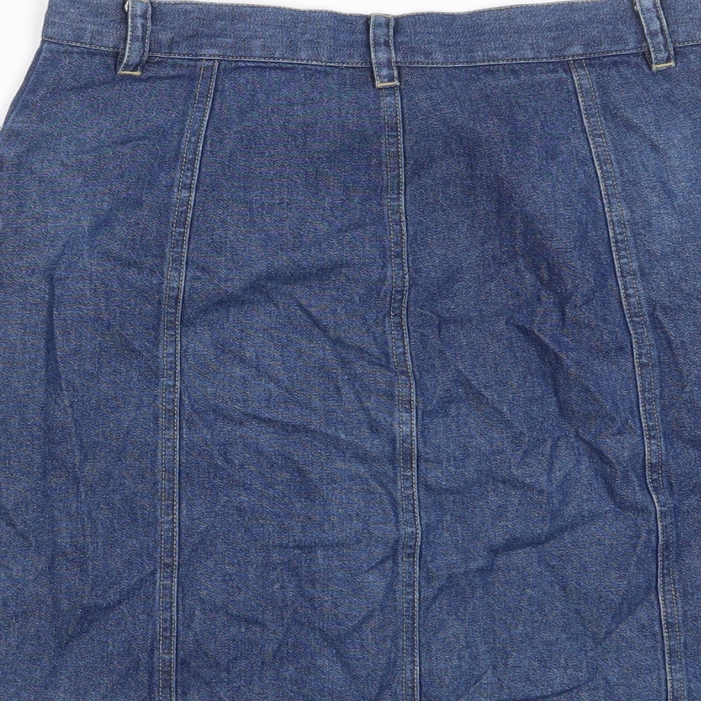 BHS Womens Blue Cotton Skort Skirt Size 10 Button - Pockets