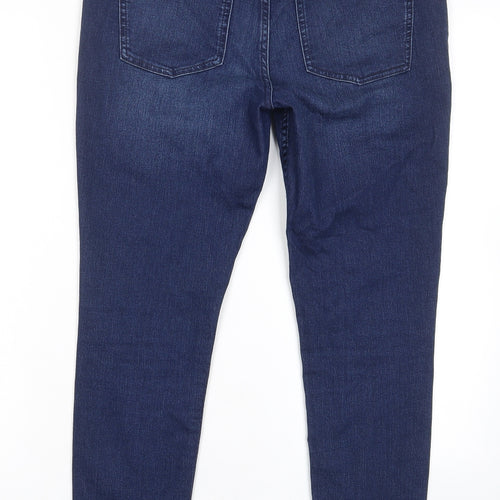 Marks and Spencer Womens Blue Cotton Skinny Jeans Size 12 L27 in Regular Zip - Pockets
