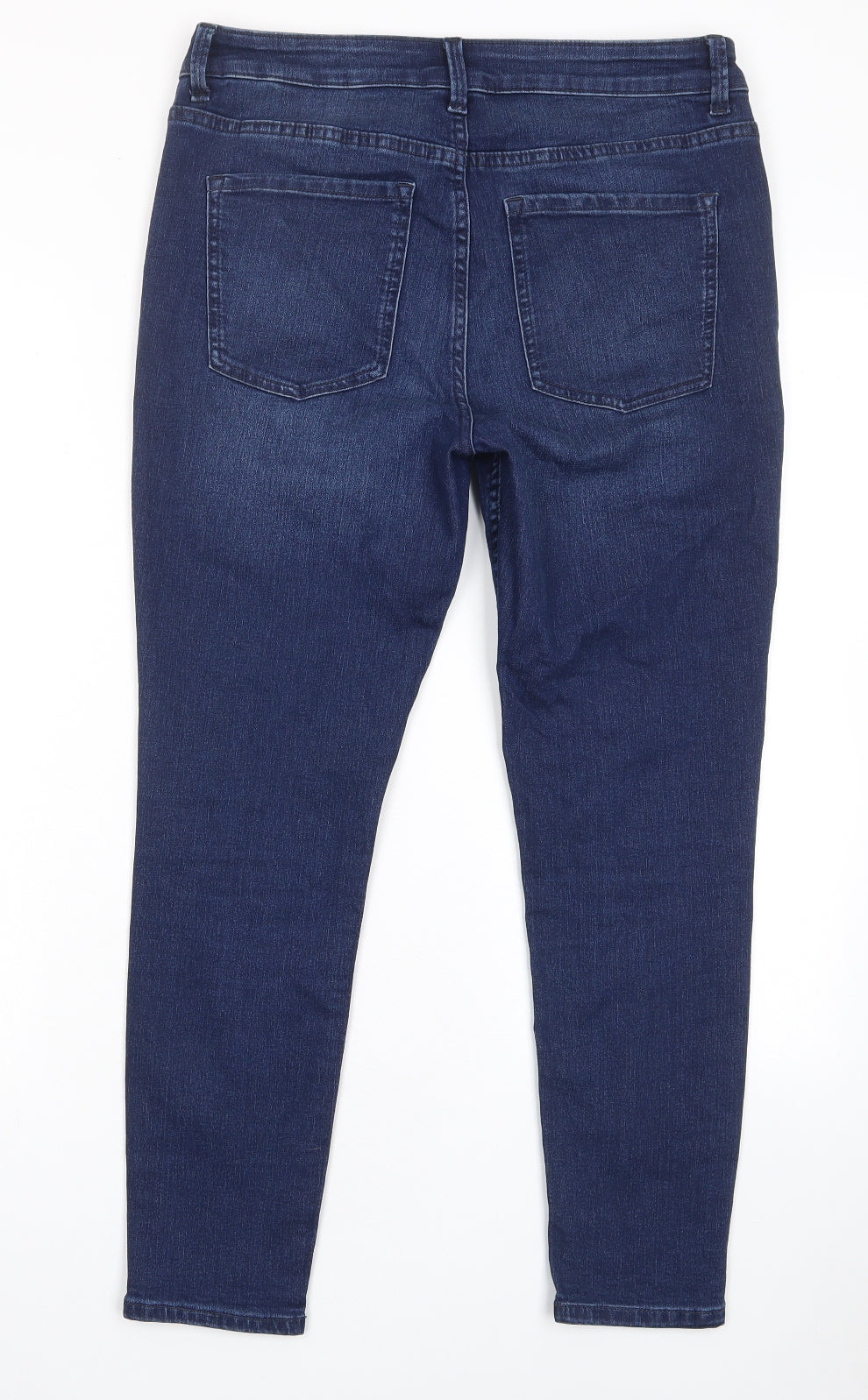 Marks and Spencer Womens Blue Cotton Skinny Jeans Size 12 L27 in Regular Zip - Pockets