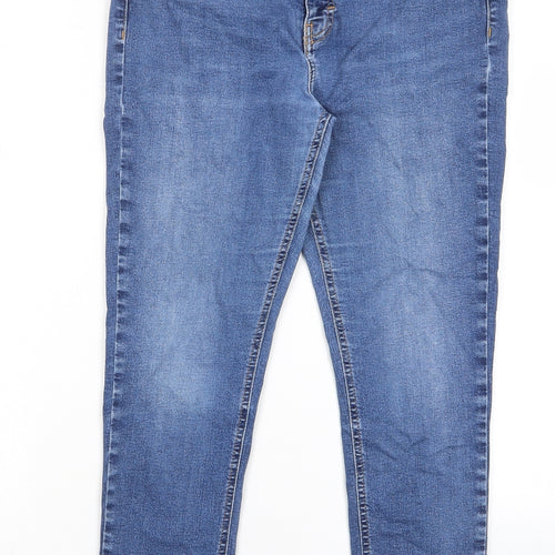 Topshop Womens Blue Cotton Skinny Jeans Size 32 in L31 in Regular Zip - Pockets