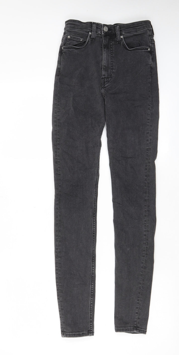 Weekday Womens Grey Cotton Skinny Jeans Size 26 in L32 in Regular Zip - Pockets