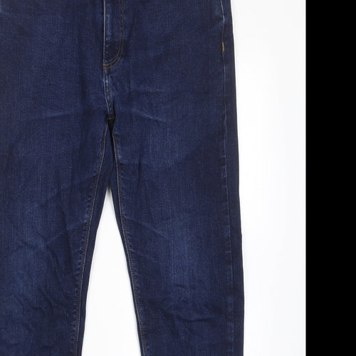 Marks and Spencer Mens Blue Cotton Straight Jeans Size 32 in L31 in Slim Zip - Pockets