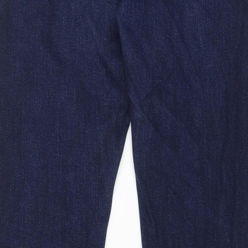 Marks and Spencer Mens Blue Cotton Straight Jeans Size 32 in L31 in Slim Zip - Pockets