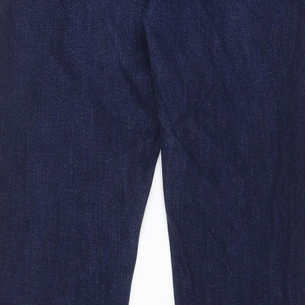 Marks and Spencer Mens Blue Cotton Straight Jeans Size 32 in L31 in Slim Zip - Pockets