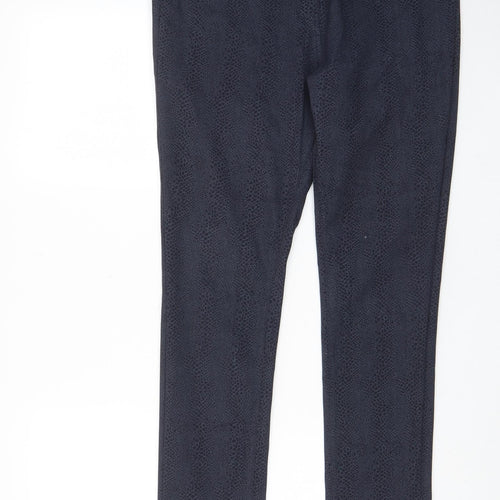 Grabal Arlok Womens Blue Animal Print Cotton Skinny Jeans Size 14 L29 in Regular Zip - Pockets
