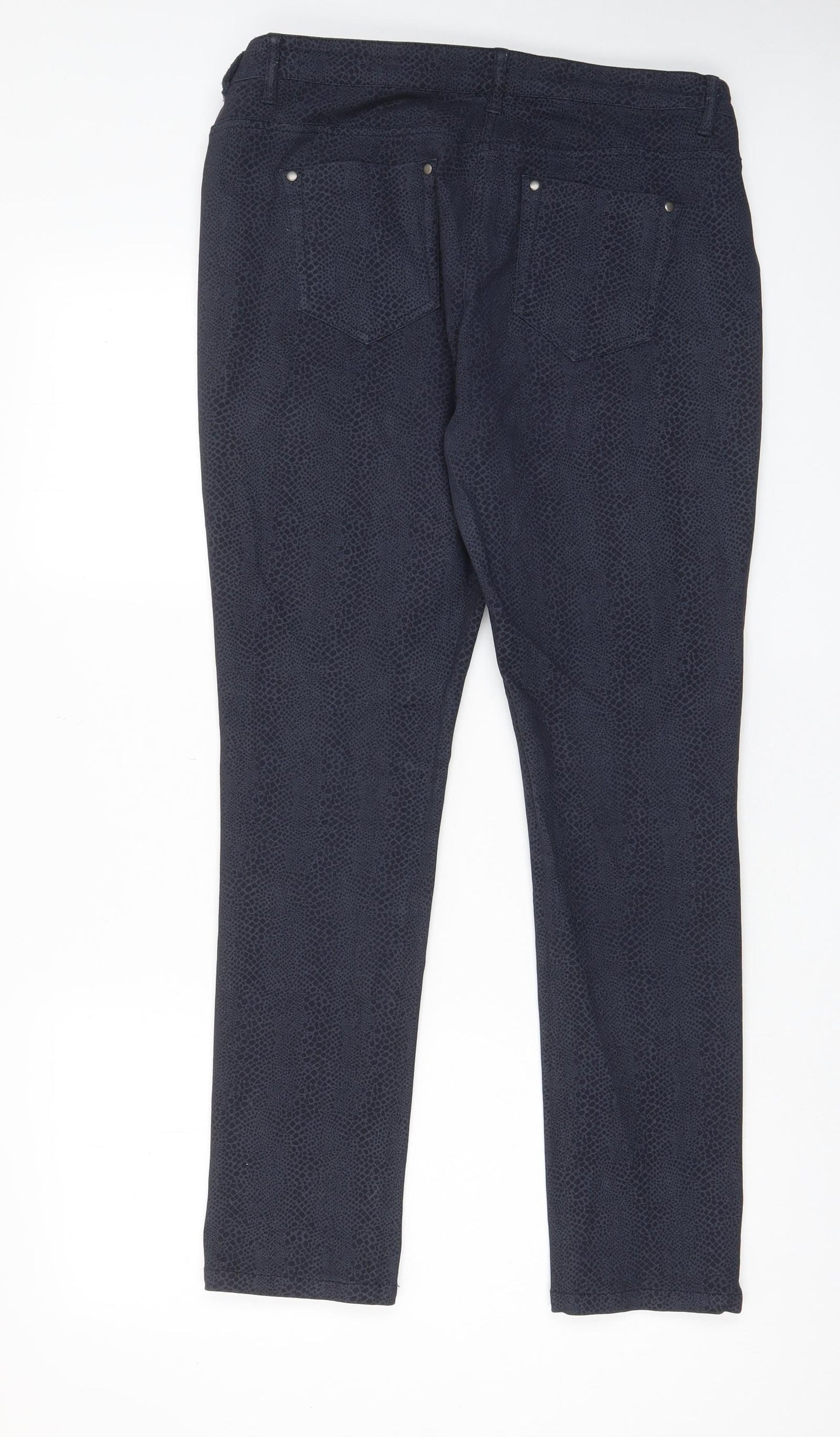 Grabal Arlok Womens Blue Animal Print Cotton Skinny Jeans Size 14 L29 in Regular Zip - Pockets