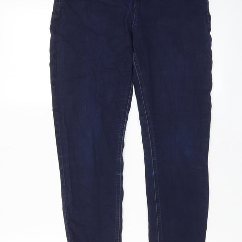 Marks and Spencer Womens Blue Cotton Skinny Jeans Size 12 L28 in Regular Zip - Pockets