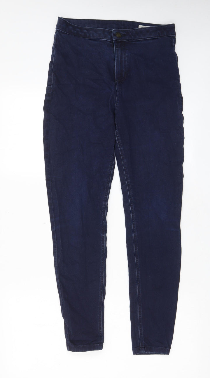 Marks and Spencer Womens Blue Cotton Skinny Jeans Size 12 L28 in Regular Zip - Pockets