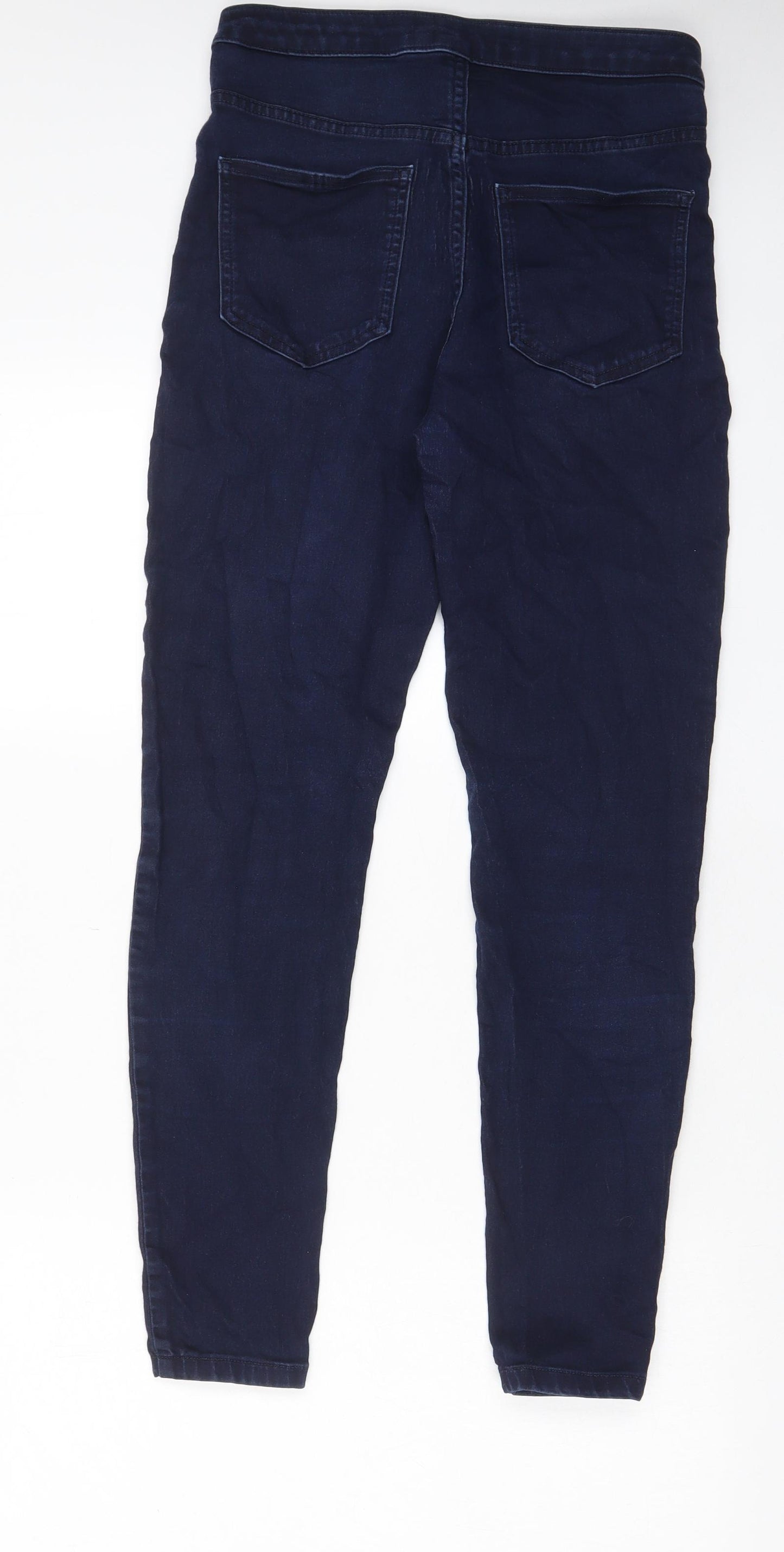 Marks and Spencer Womens Blue Cotton Skinny Jeans Size 12 L28 in Regular Zip - Pockets