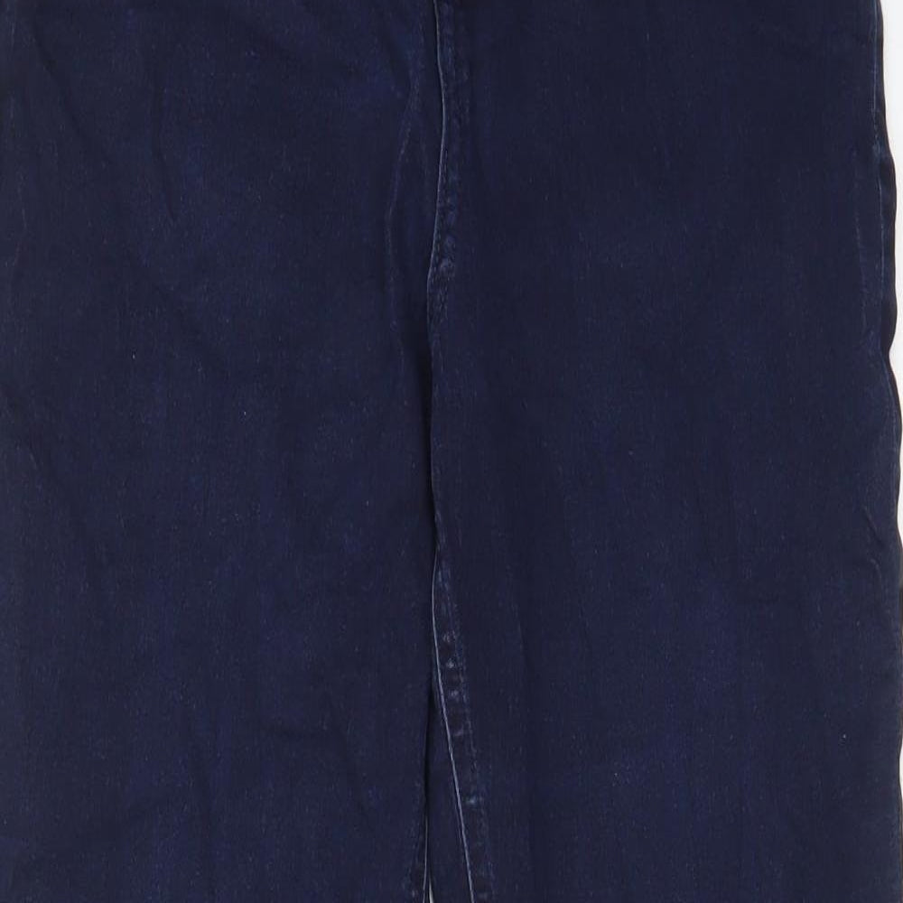 Marks and Spencer Womens Blue Cotton Skinny Jeans Size 12 L28 in Regular Zip - Pockets